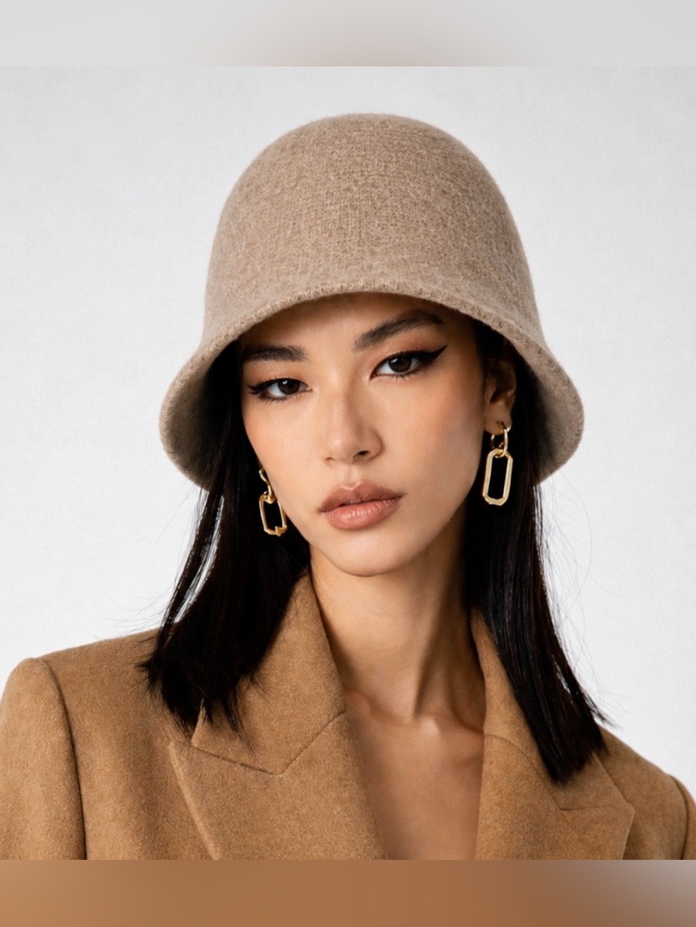 Elegant Minimalist Tan Cloche Hat